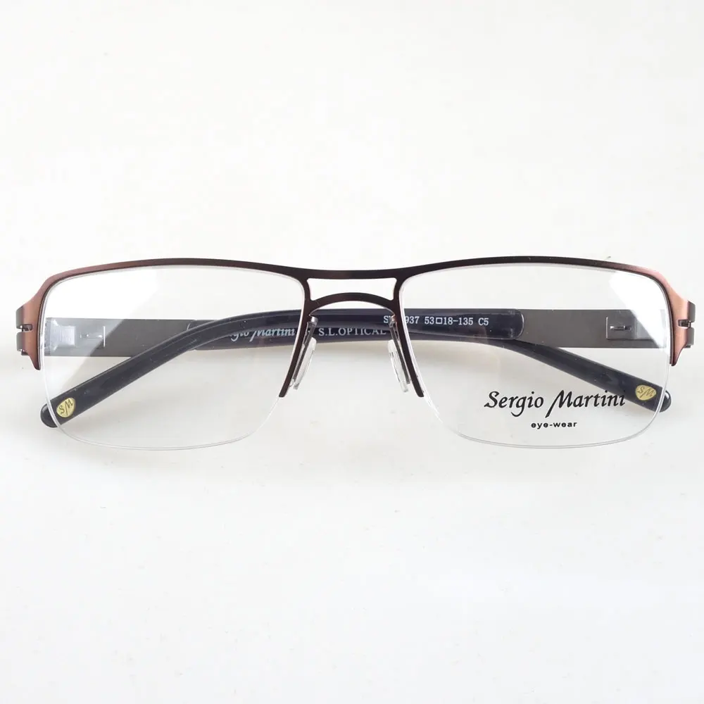 

Half rim spring hinge designer metal prescription glasses frames
