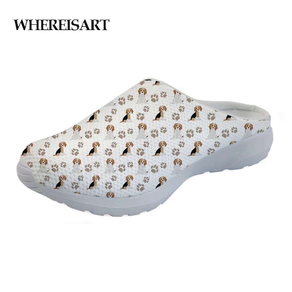 

WHEREISART Cute Beagle Dog Print Women Sandals Summer Home Slippers for Female Casual Fashion Beach Shoes Sandalias Mujer 2019