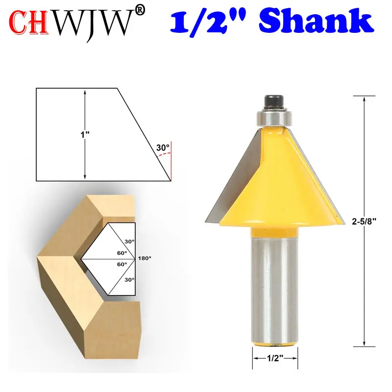 1pc 30 Degree Chamfer & Bevel Edging Router Bit 1/2" Shank Chwjw