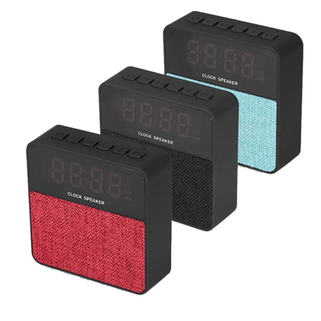 

New Mini T1 Fabric Alarm Clock Card Portable Bluetooth Speaker Wireless Loudspeaker Sound System Music Surround Outdoor Speaker