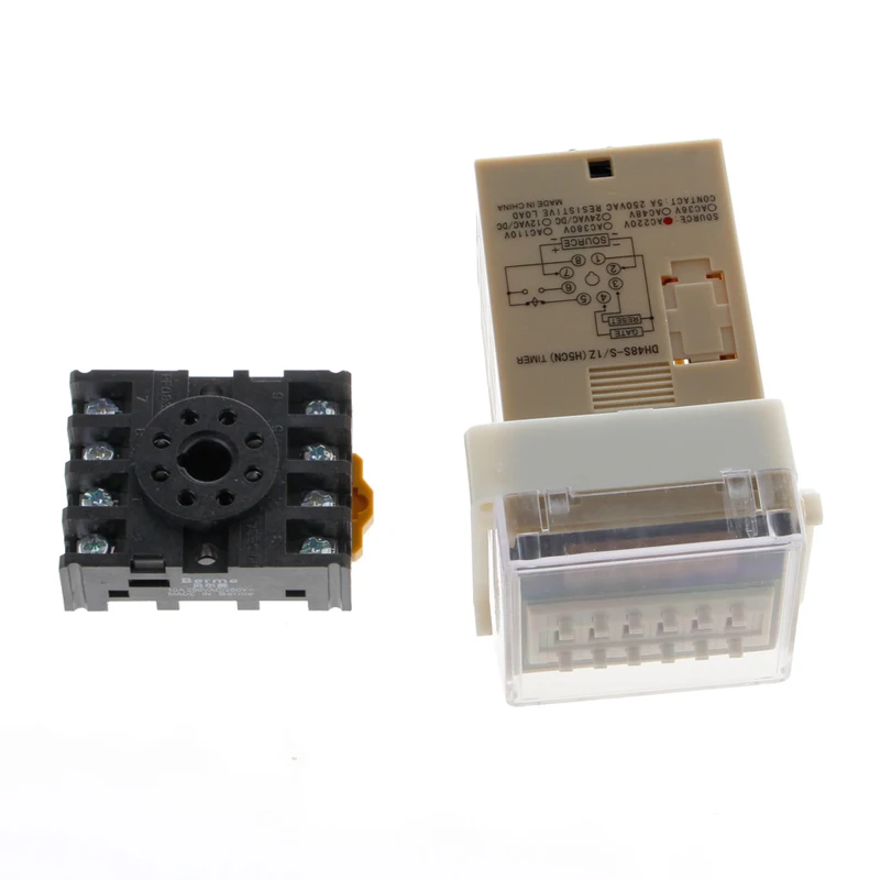 AC 220V DH48S-S Digital Precision Programmable Time Delay Relay With Socket Base