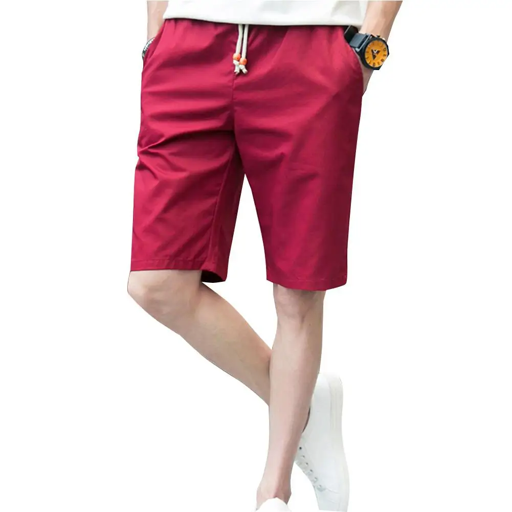 

Yfashion Men Shorts Summer Casual Simple Style Shorts Mens Clothes Young Solid Color Thin Knee Length Shorts