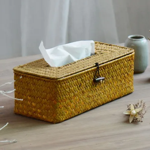 

NEW! Rural Vintage Style Tissue Box Case Nature Rattan Table Napkin Holder Box Paper Box Storage Case Hot!