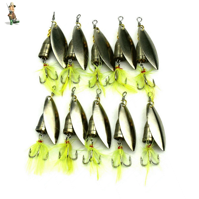 10PC/Lot Fishing Lure 6g Spinner Spoon Metal feather Lure Spoon Lure