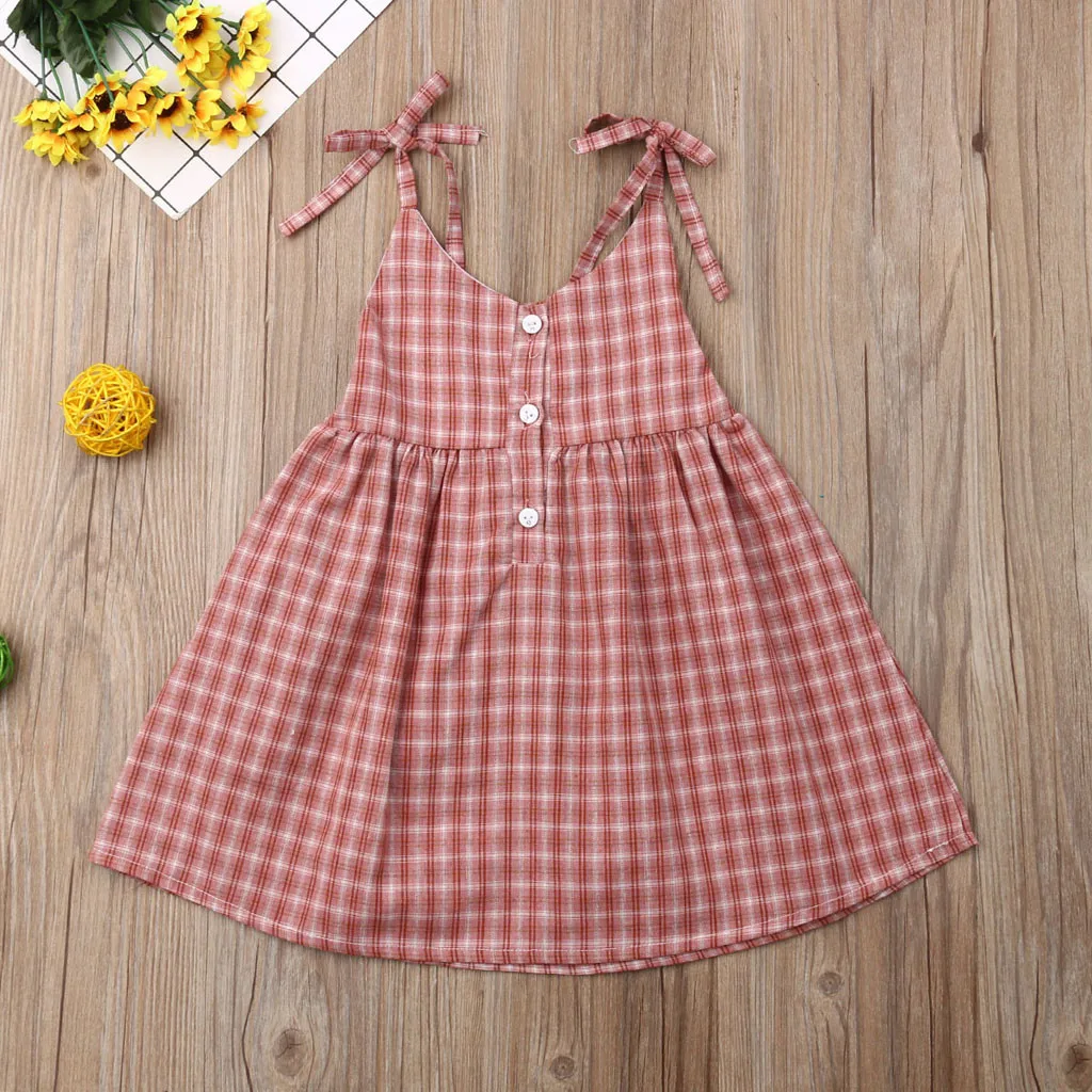 

Summer Children Girls 2019 Dress Sleeveless Plaid Children Kids Dresses For Toddler Baby Girl Clothes 2 3 4 5 6 Years