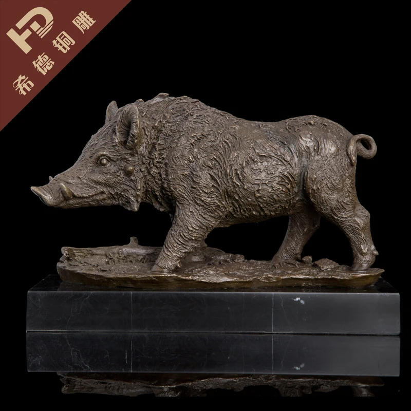 Patung Hewan Zodiak Dekorasi Kecil Celeng Patung Perunggu Art Lrg