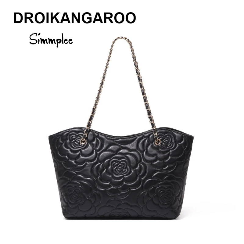

Luxury Flower Pattern Women Leather Handbag Designer Chain Shoulder Bags Ladies Genuine Leather Handbags High Capacity Sheepskin