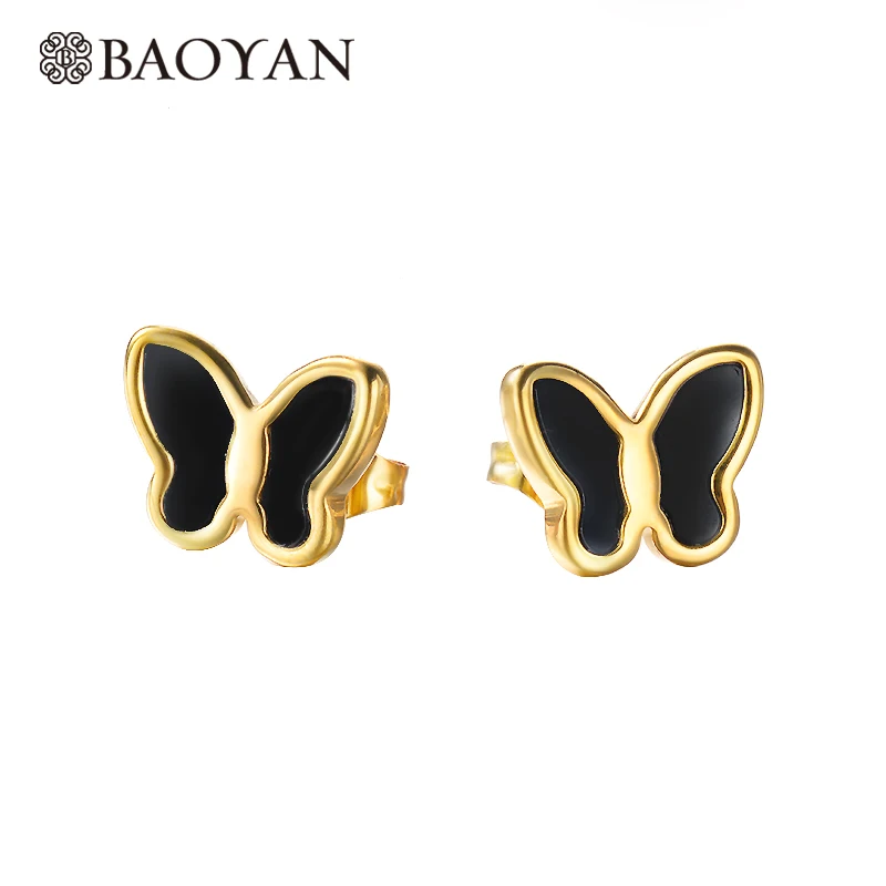 

Baoyan Trendy Butterfly Shell Earrings For Women 36l Stainless Steel Gold Earrings Hoop Drop Earring Women Oorbellen Jewelry