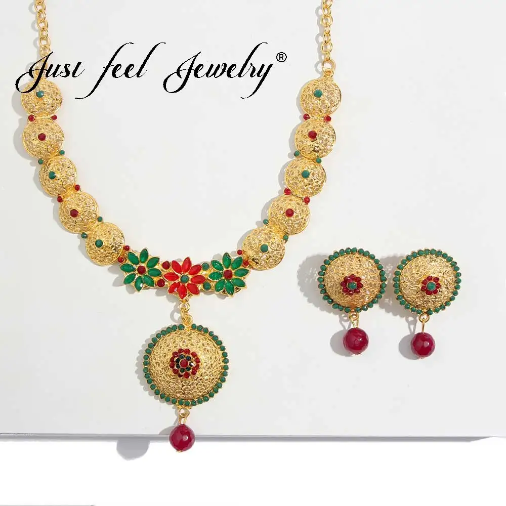 Just Feel Luxury 2 Colors Crystal Jewelry Stes For Women Indian Arab