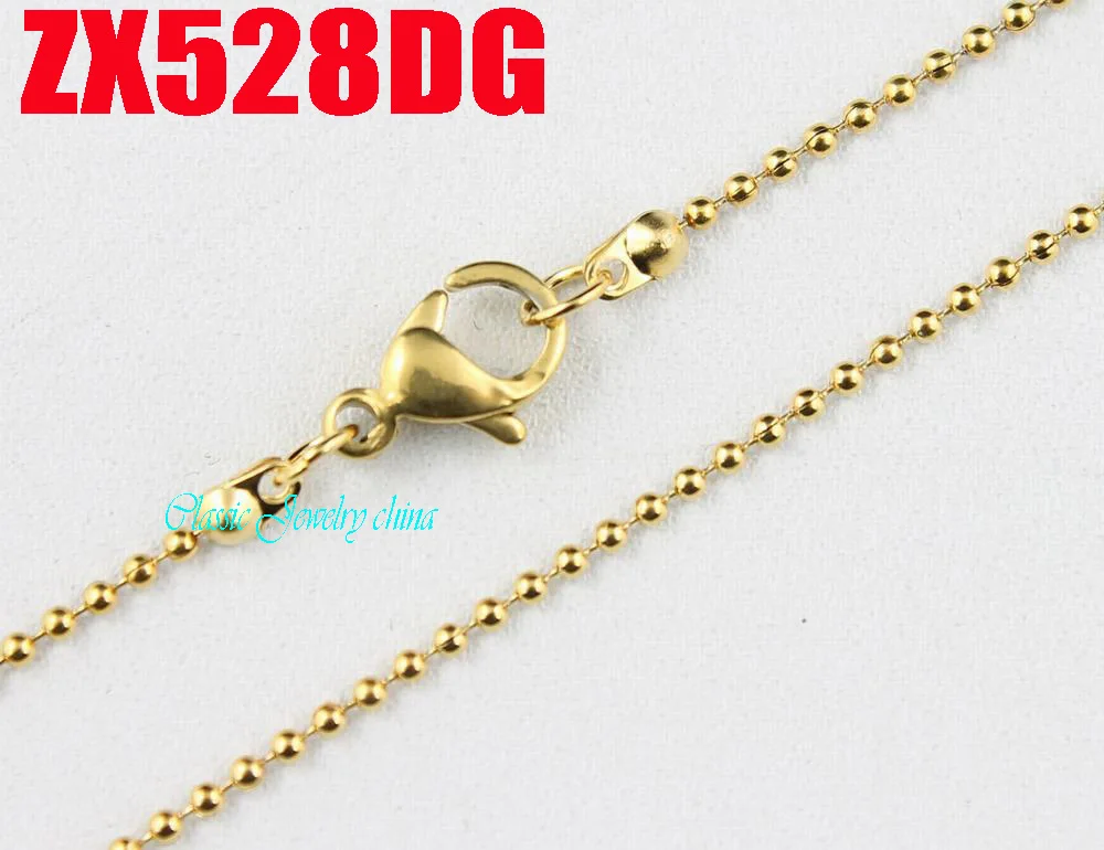 Buy plated golden color 1.2mm ball chain with lobster
