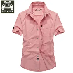 AFS JEEP брендовая мужская рубашка 2018 летние мужские s рубашки военные повседневные одноцветные Camisa Masculina Большие размеры M-4XL Хлопковая