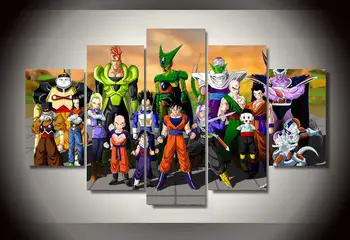 

2017 Real Hot Sale (unframed) 5 Pcs Cartoon Dragon Ball Group Painting Wall Art Children's Room Decor Print Film Canvas Picture