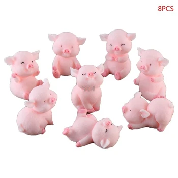 

8Pcs/Set Modeling Cute Piggy Lucky Pink Pigs Home Garden Ornament Toy Bonsai Micro Landscape Decor