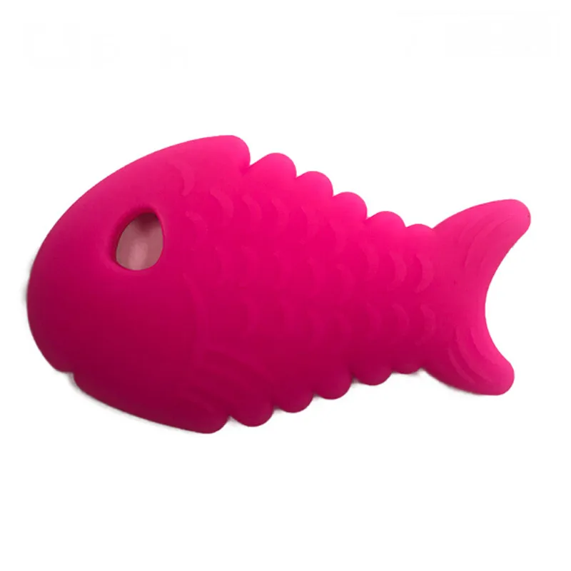 Милый тип рыбы силиконовые жевательные талисманы игрушки кулон ребенок прорезыватель Ожерелье Аксессуар BPA бесплатно - Цвет: Red