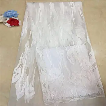 

Nigerian Tulle Mesh Lace Fabric beads White Embroidered Lace Guipure African Swiss Voile Net Lace Indian Style Wedding Lace