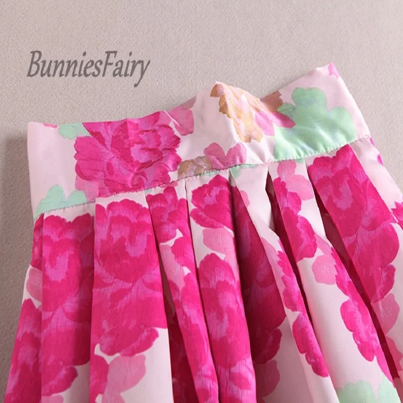 Женская плиссированная юбка пачка с высокой талией розового цвета для дня