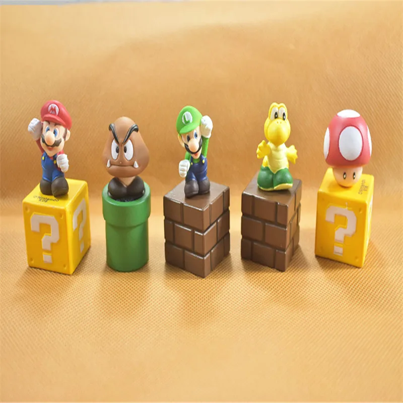 FUNKO поп Super Mario 5 шт./компл. брат Йоши Луиджи ПВХ фигурку может собирать модели