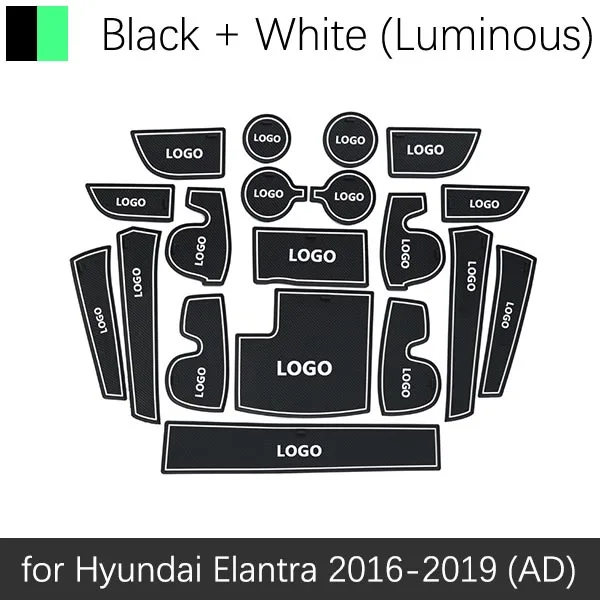 Противоскользящий коврик для hyundai Elantra AD Avante Super Elantra Sport Gate Slot Coaster - Название цвета: Elantra 16-19 White