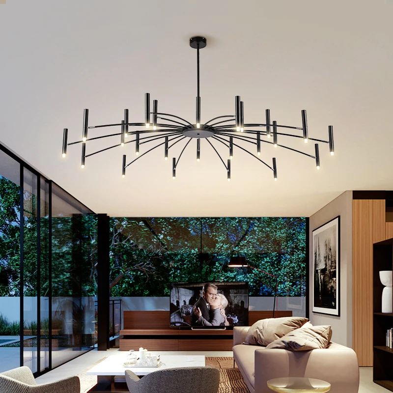 

Nordic black/white spider LED chandelier hotel hanging lights dining room pendant lamps bedroom living room suspension lighting
