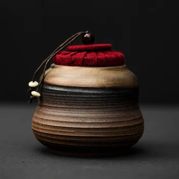 

Japan Style Coarse Pottery Tea Storage Jar Handmade Vintage Caddy Coffee Canister Container Cans Home Teaware Accessories Crafts