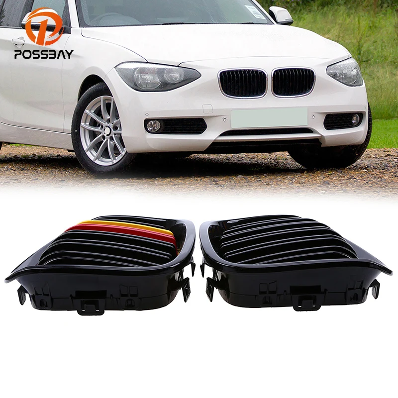 

POSSBAY Painting Gloss Black Red Yellow Front Kidney Grill Grilles for BMW 1-Series F20 5-door 2011-2015 Car Front Bumper Grille
