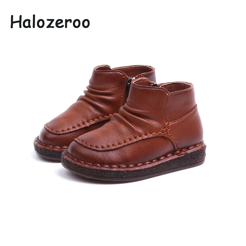 

Halozeroo 2018 Winter New Baby Girl Ankle Boots Children Warm Shoes Toddler Microfiber Black Boots Boy Fashion Soft Brand Shoes