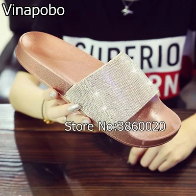 Шлепанцы Vinapobo женские с блестками повседневные сандалии на плоской платформе со