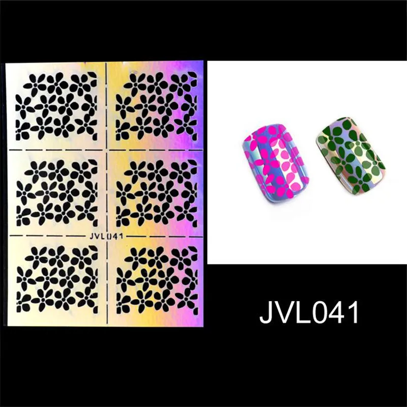 T-TIAO-клуб полые лазерные наклейки для дизайна ногтей трафарет набор изображений руководство по переводу Шаблон трафарет набор неправильный узор смешанные наклейки - Цвет: J72132