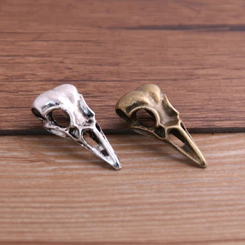 

4PCS 14*32mm Metal Alloy Two Color 3D Beak Skull Charms Pendants for Jewelry Making DIY Handmade Craft