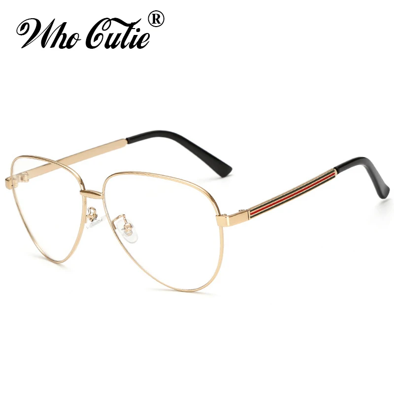 

2018 Oversized Clear pilot Fake Glasses Men Women Ray Transparent Optical Lens Metal Frame Eyeglasses Brand Designer OM312