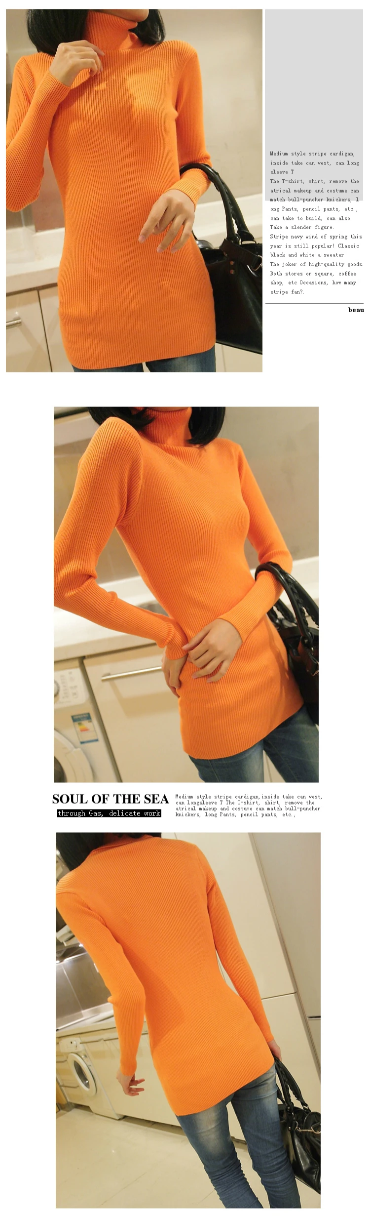 FREE SHIPPING Long Sleeve Sweaters Female Pullover Turtleneck JKP13407