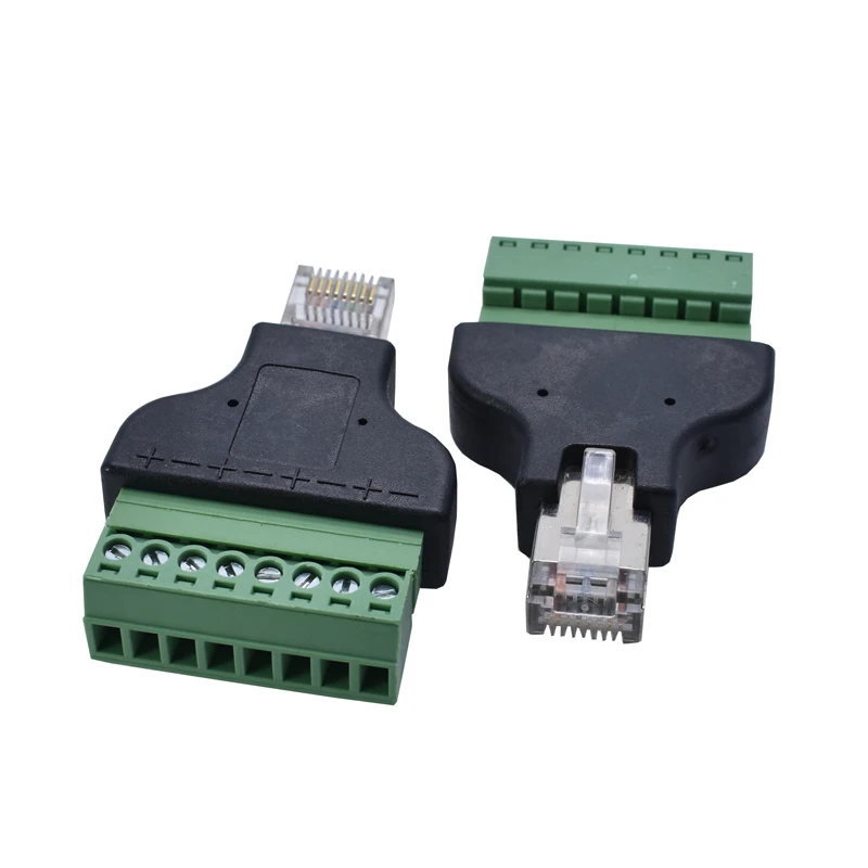 RJ45 Plug to AV 8 Pin Screw Terminal Adapter Block Converter Connector