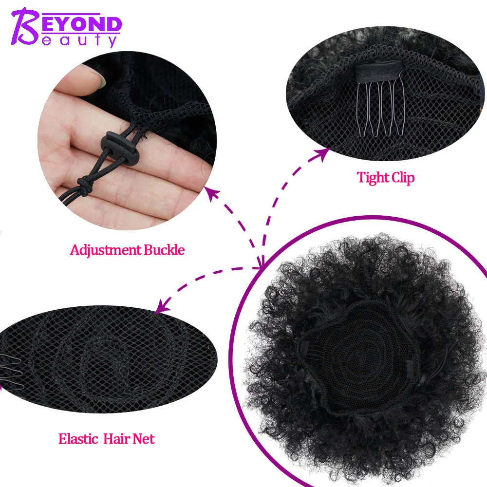 Short Kinky Curly drawstring bun Afro Black red African American Chignon Bun Hair Pieces With Clip Beyond Beauty Short Kinky Curly drawstring bun Afro Black red African American Chignon Bun Hair Pieces With Clip Beyond Beauty