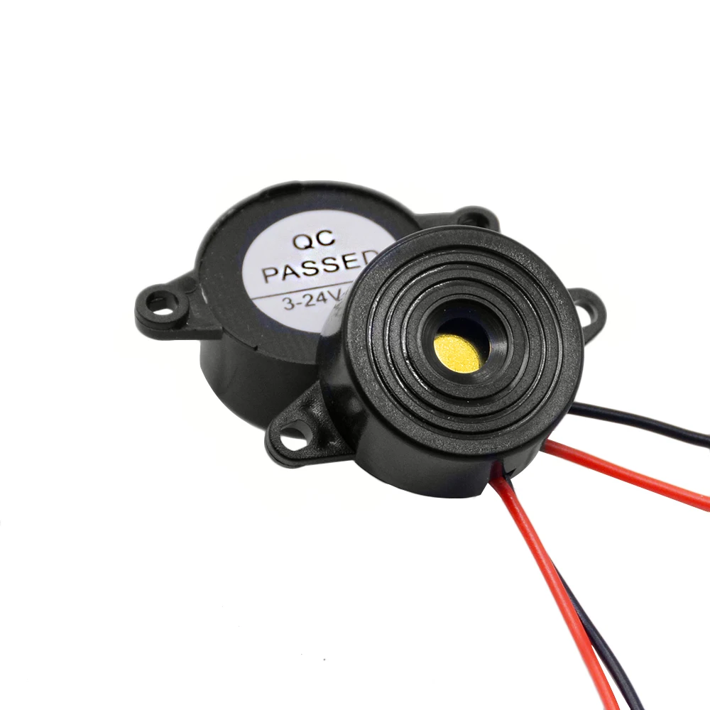 1PC 3-24V Black Nylon Piezo Electronic Buzzer Alarm 23x12MM 95DB Continuous Sound Beeper with Tin Plated Copper Wire