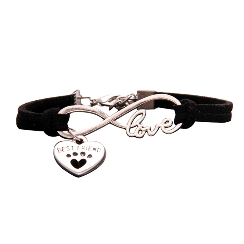 

Best Friend Gifts For Women Men New Antique Cute Pets Dog's Paw Heart Charm Infinity Love Bracelets Unique Dogs Store