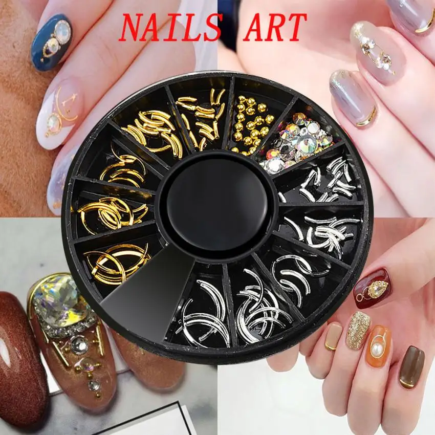 

New Arrivals 12 Kinds Star Moon Rivet Manicure Trays Sheet Metal Electroplating Nail Strips Nail Accessories Decoration Set Gift