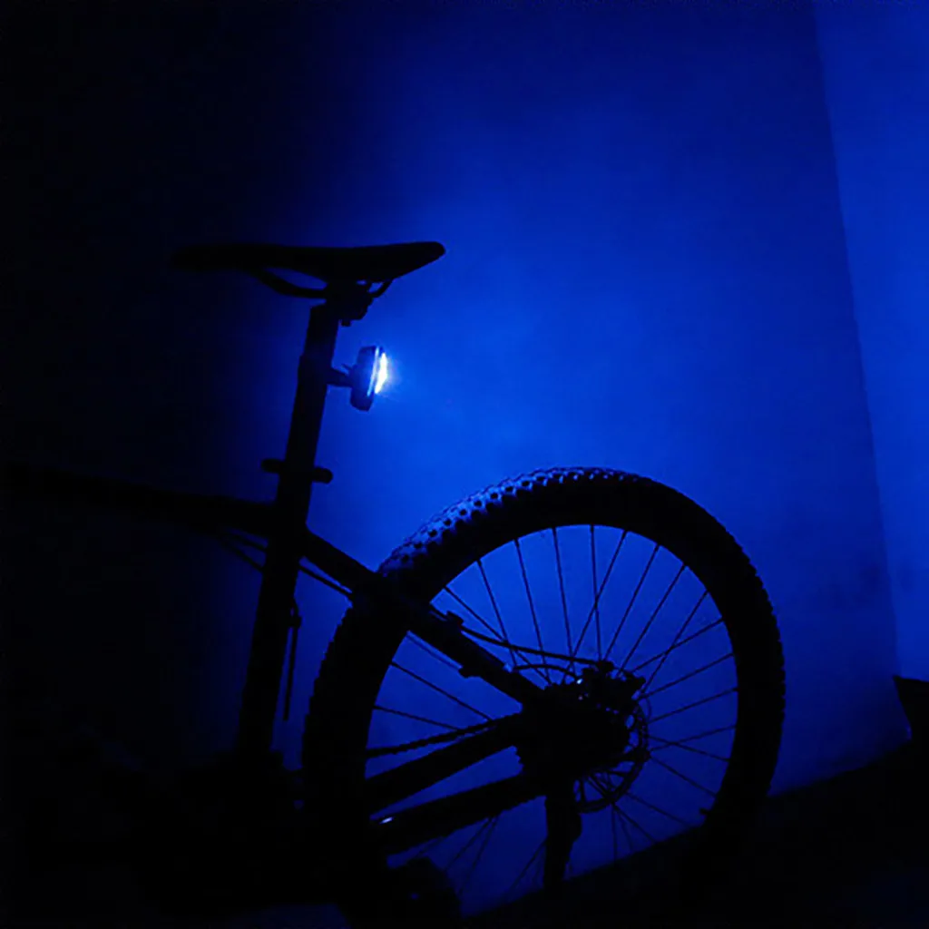 Top LED Bike Tail Light Bicycle Safety Cycling Warning Rear Lamp Night Riding Tool Red Blue Dimming Mode 5 Modes Plastic #PEX 5