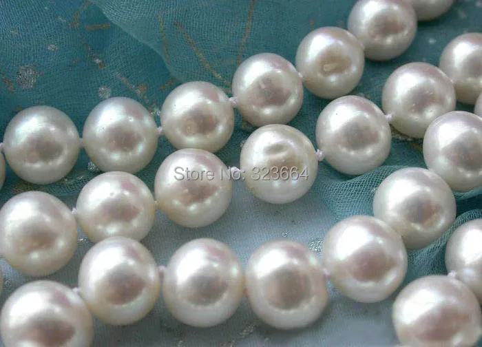 3 ряда 10 мм белый круглый FW культивированный жемчуг Ожерелье|pearl necklace|cultured pearl