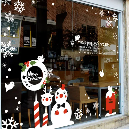 2016 Christmas Wall Sticker Christmas Tree Snowman Snowflake Huge