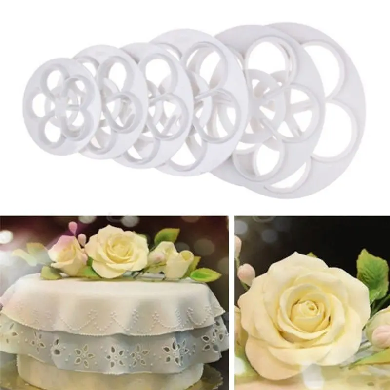

6Pcs Fashion Cute Baking mold Fondant Cake Sugarcraft Rose Flower Cookie Mould Gum Paste Cutter Tool 40