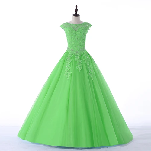 Favordear Новая коллекция Бальные платья 15 лет Vestidos De 15 Anos с высоким воротом красные, розовые, бирюзовые Бальные платья Вечерние платья - Цвет: green
