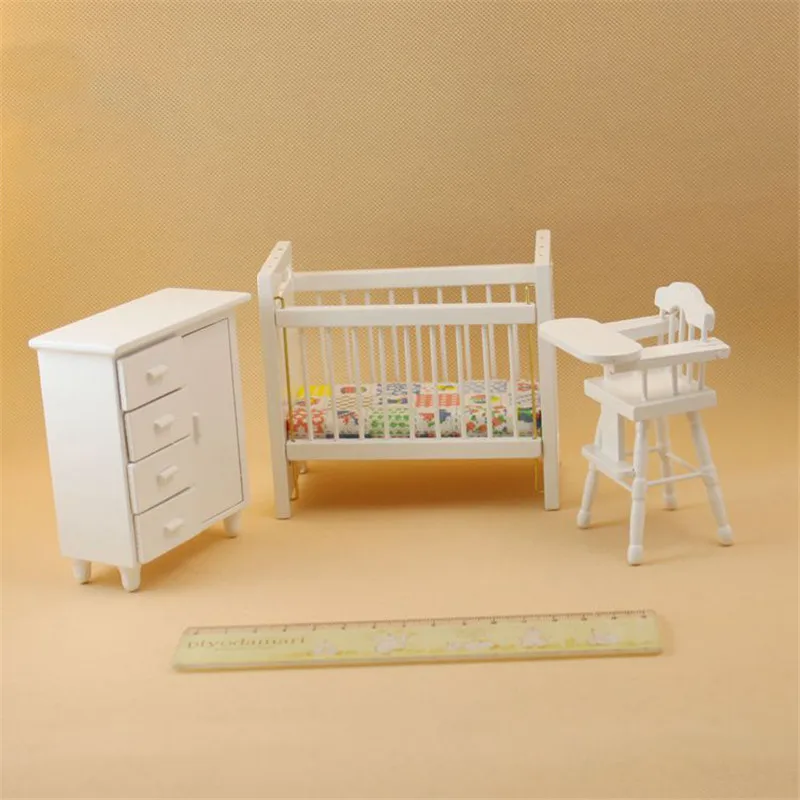 1:12 dollhouse furniture toy for dolls white wooden miniature baby room Crib chair cute pretend play kids toys girls gifts 1:12 dollhouse furniture toy for dolls white wooden miniature baby room Crib chair cute pretend play kids toys girls gifts