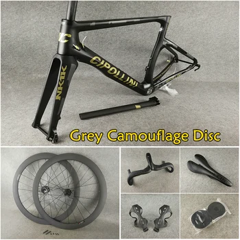 

Grey Camouflage T1100 3K Matte NK1K Disc carbon frames Cipollini carbon Handlebar Saddle Water bottle cages 50mm disc wheelset
