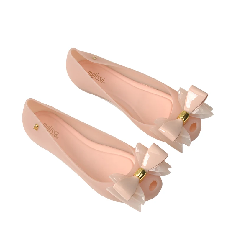 Melissa Women Sandals 2019 Summer New Ins Hot Women Single Shoes Transparent Jelly Sandals Sweet Bowtie Melissa Sandals