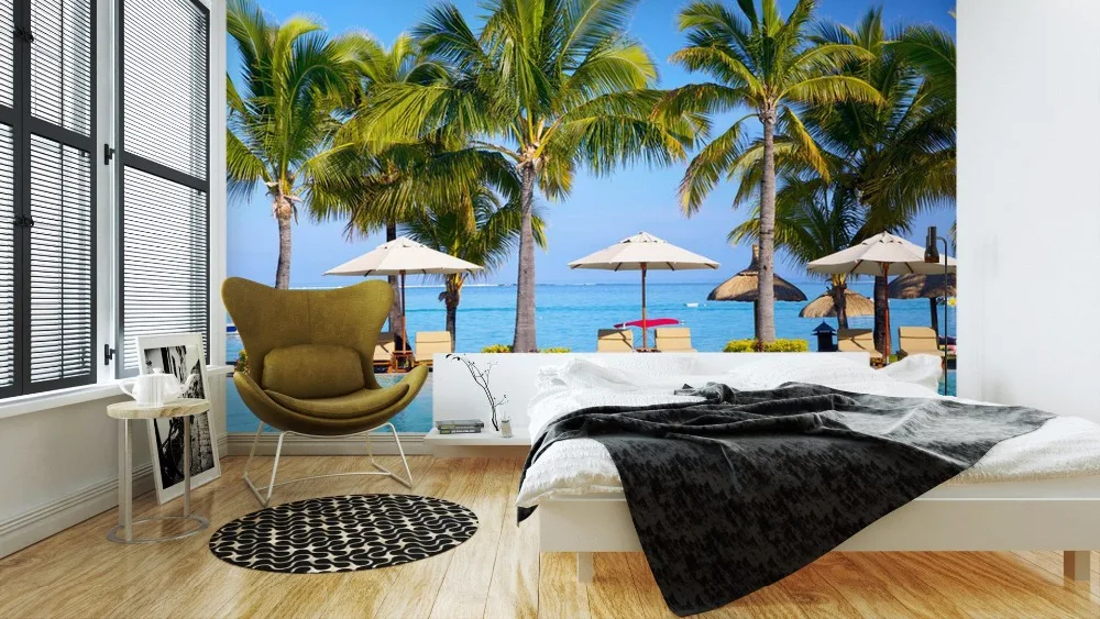 self-adhesive-wall-murals-bedroom-themes-swimming-pool-with-umbrellas-on-beach-in-mauritius