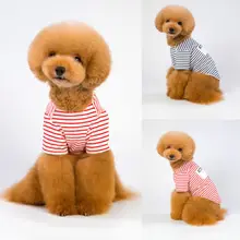 Одежда лето домашнее животное щенок собака рубашка стиль полосатый костюм украшения одежды короткий рукав собака рубашки