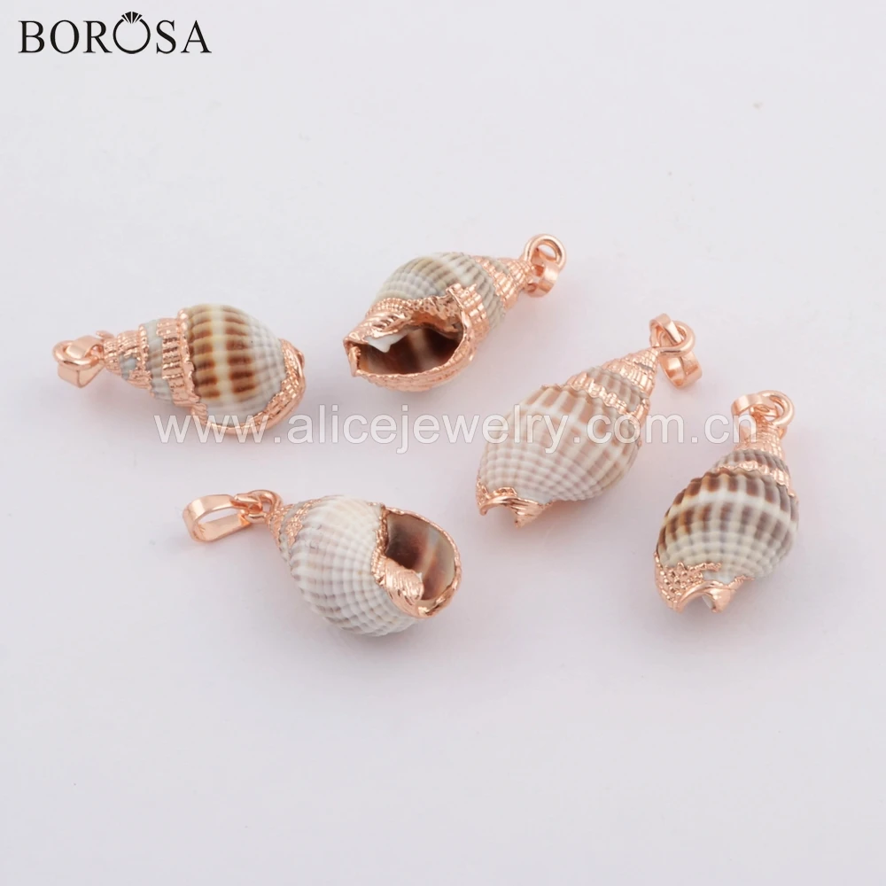 BOROSA 10PCS Stylish Small Size Rose Gold Color Natural Conch Shell Pendant Jewelry Finding for Earrings Necklace G1761 | Украшения и