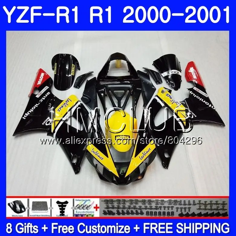 Комбинезоны для YAMAHA YZF 1000 R 1 YZF R1 00 01 YZF-1000 рамка 108HM20 YZF1000 YZFR1 00 01 YZF-R1 2000 2001 обтекатель желтого и черного цвета