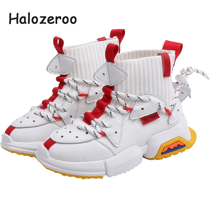 

Autumn Kids High Sport Sneakers Baby Girls Mesh Casual Sneakers Children Slip On Chunky Sneakers Boys Black Brand Shoes Trainers