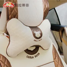 2 piece beige simple business car auto neck pillow headrest pillow cushion cute women using car interior accessories 2504